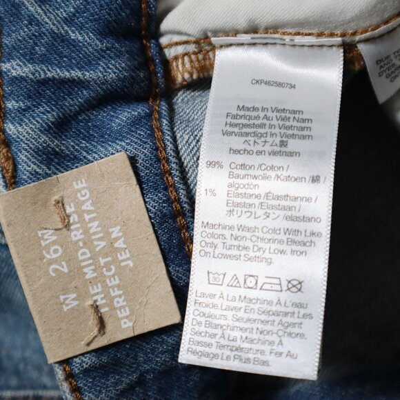 Madewell Mid-Rise Perfect Vintage Jean Womens 26W Distressed New Medium Wash - Picture 15 of 16
